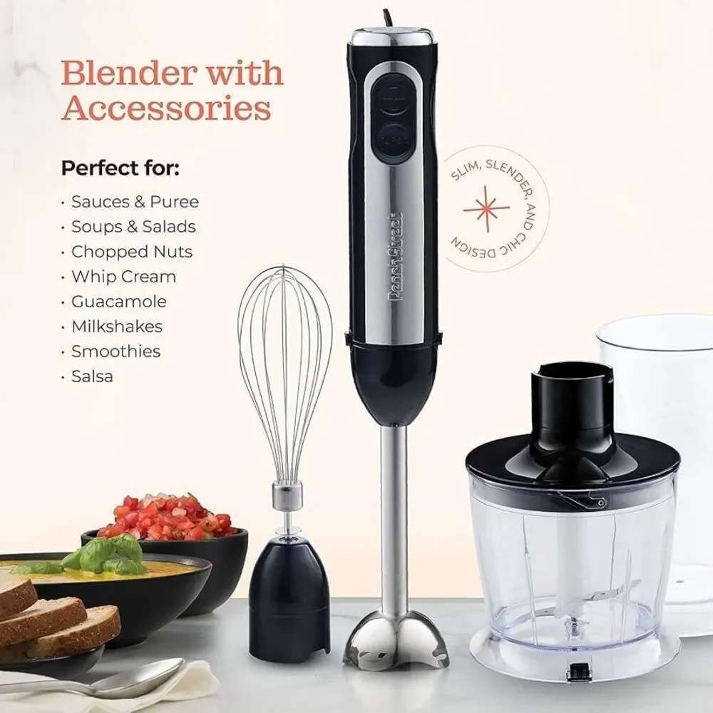 Peach Street Electric Hand Blender 500 Watt with Turbo Mode New Black